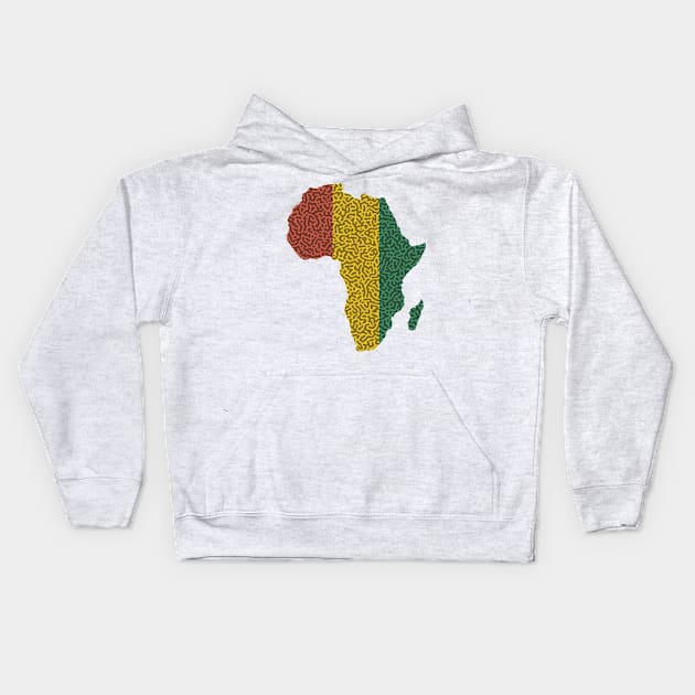 Africa Map Turing Pattern (Rasta Colours) Kids Hoodie by John Uttley